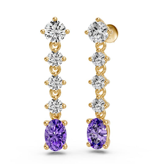 Diamond Earrings with Tanzanite in Yellow Gold R37741224