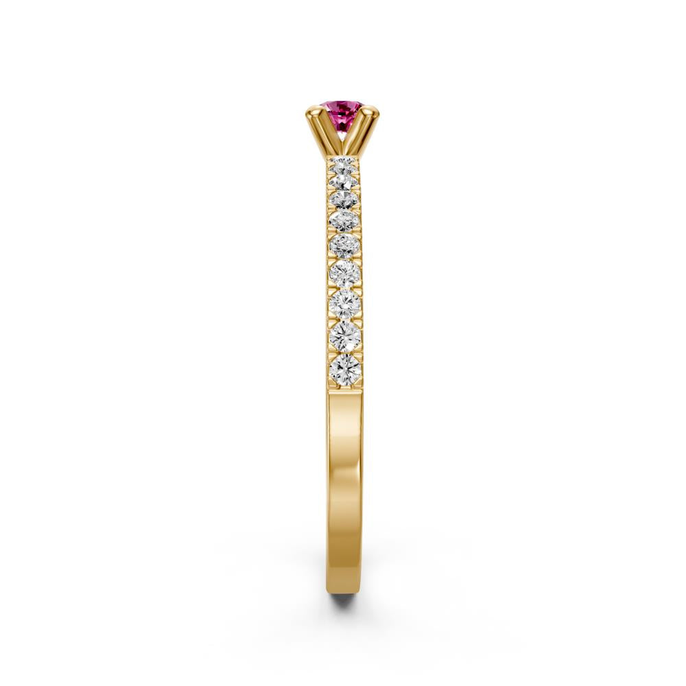 Diamond Ring with Pink Sapphire in Yellow Gold R01690325