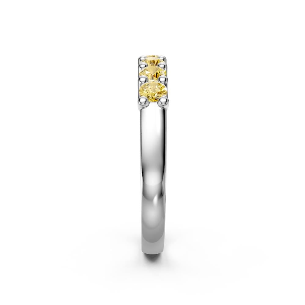 Yellow Sapphire Band Ring in White Gold R03350325