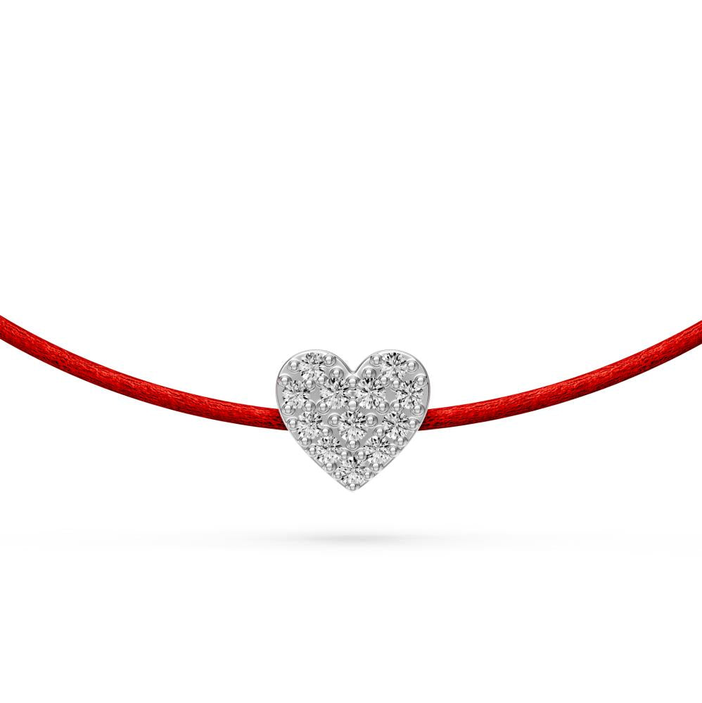 String Bracelet with Diamond in White Gold "Heart" R07570924