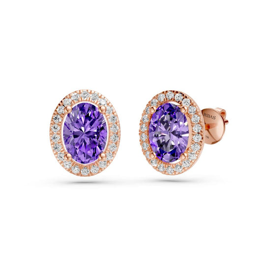 Diamond Earrings with Tanzanite in Rose Gold R36601224