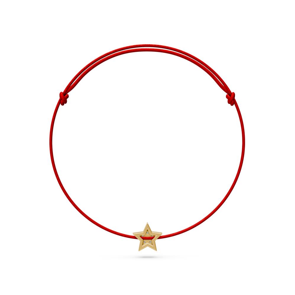 String Bracelet with Diamond in Yellow Gold "Star" JFA202006