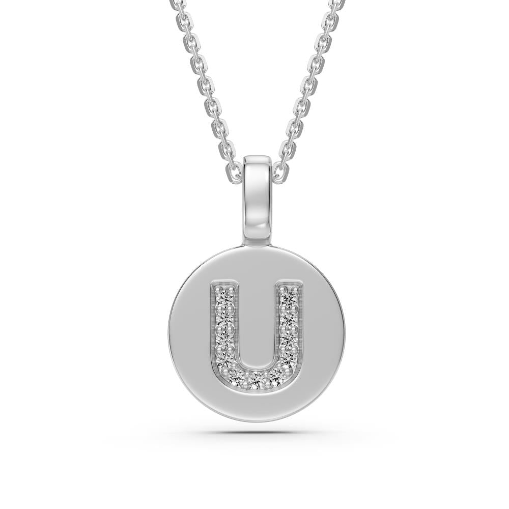 Diamond Letter U Pendant in White Gold JFA19794