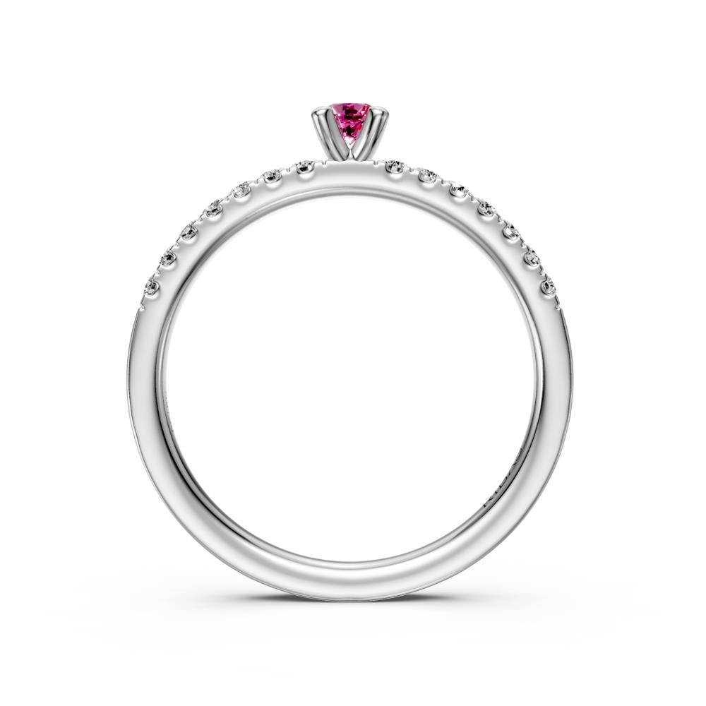Diamond Ring with Pink Sapphire in White Gold R03410325