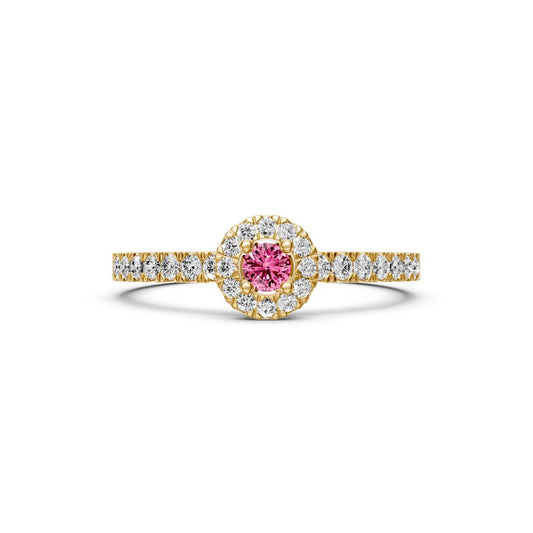 Diamond Ring with Pink Sapphire in Yellow Gold R03570325