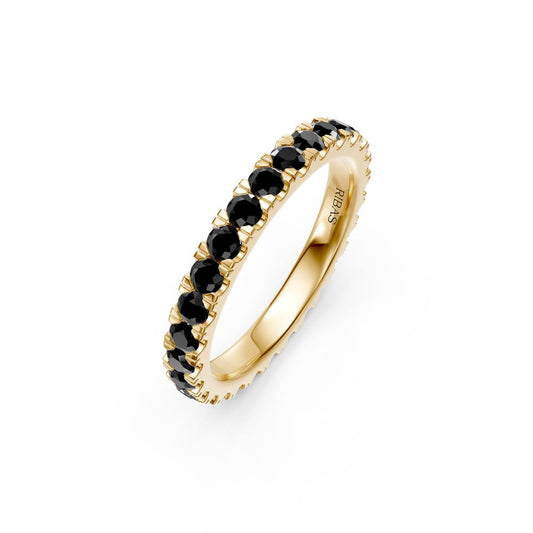 Black Diamond Band Ring in Yellow Gold JFA199980