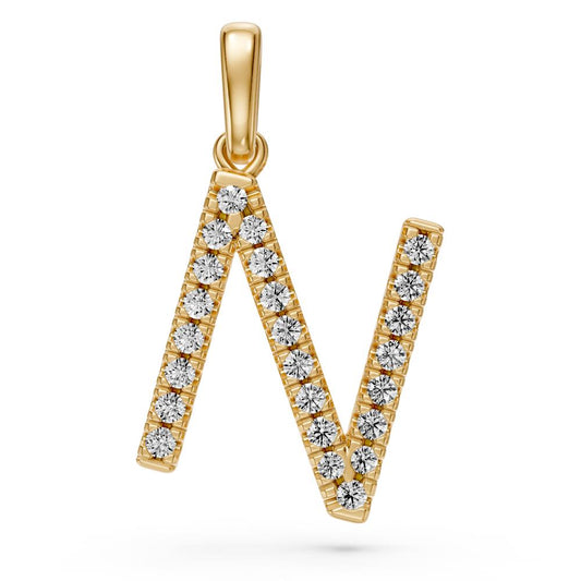 Diamond Letter N Pendant in Yellow Gold JFA19701