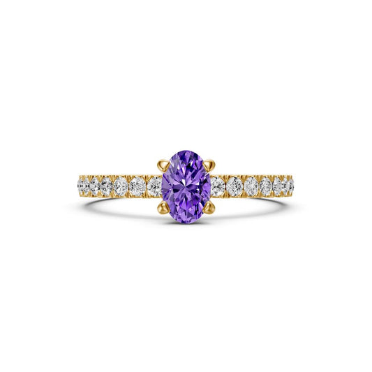 Diamond Ring with Tanzanite in Yellow Gold R04290325