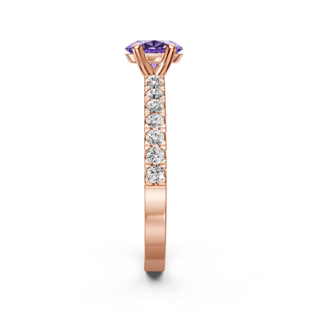 Diamond Ring with Tanzanite in Rose Gold R04300325
