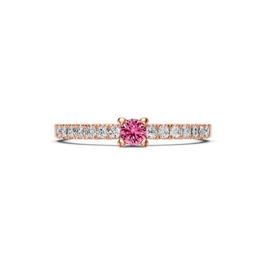 Diamond Ring with Pink Sapphire in Rose Gold R03430325