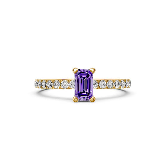 Diamond Ring with Tanzanite in Yellow Gold R04090325