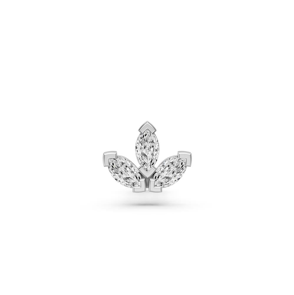 Trinity Marquise Diamond Piercing Stud in White Gold JFA15164