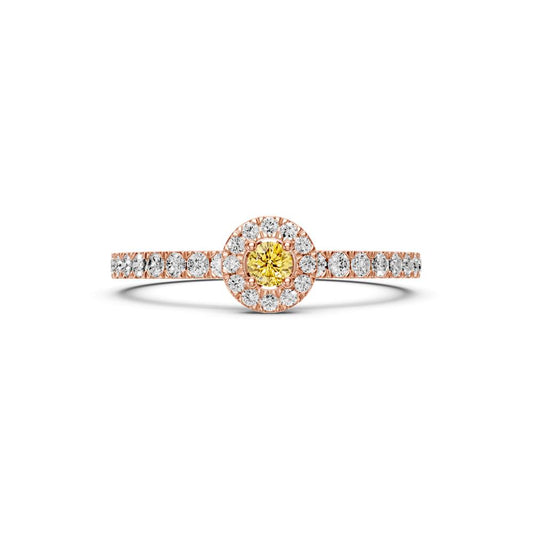 Diamond Ring with Yellow Sapphire in Rose Gold R03260325