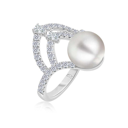 Diamond Ring with Pearl in White Gold JFA17142