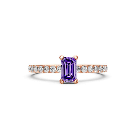 Diamond Ring with Tanzanite in Rose Gold R04100325