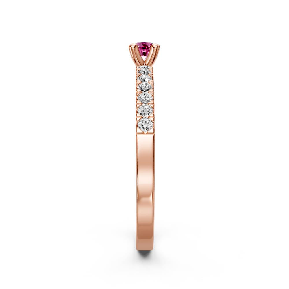 Diamond Ring with Pink Sapphire in Rose Gold R03430325