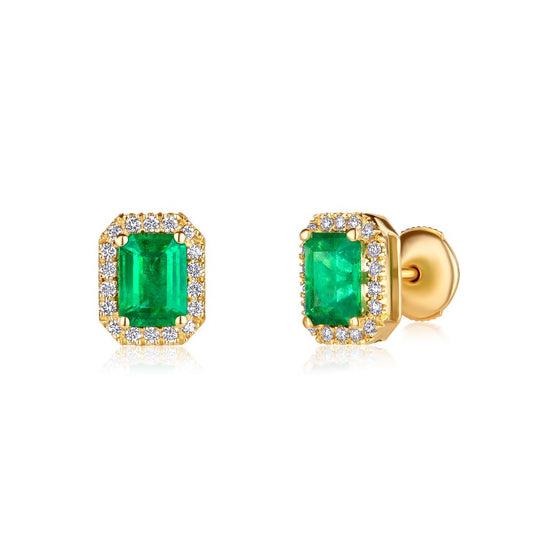 Emerald and Diamond Earrings in Yellow Gold na0831