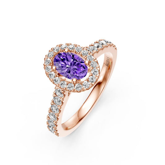 Diamond Ring with Tanzanite in Rose Gold R38371224