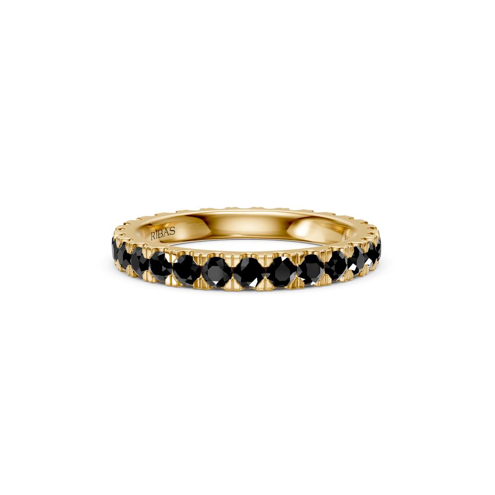 Black Diamond Band Ring in Yellow Gold JFA199980
