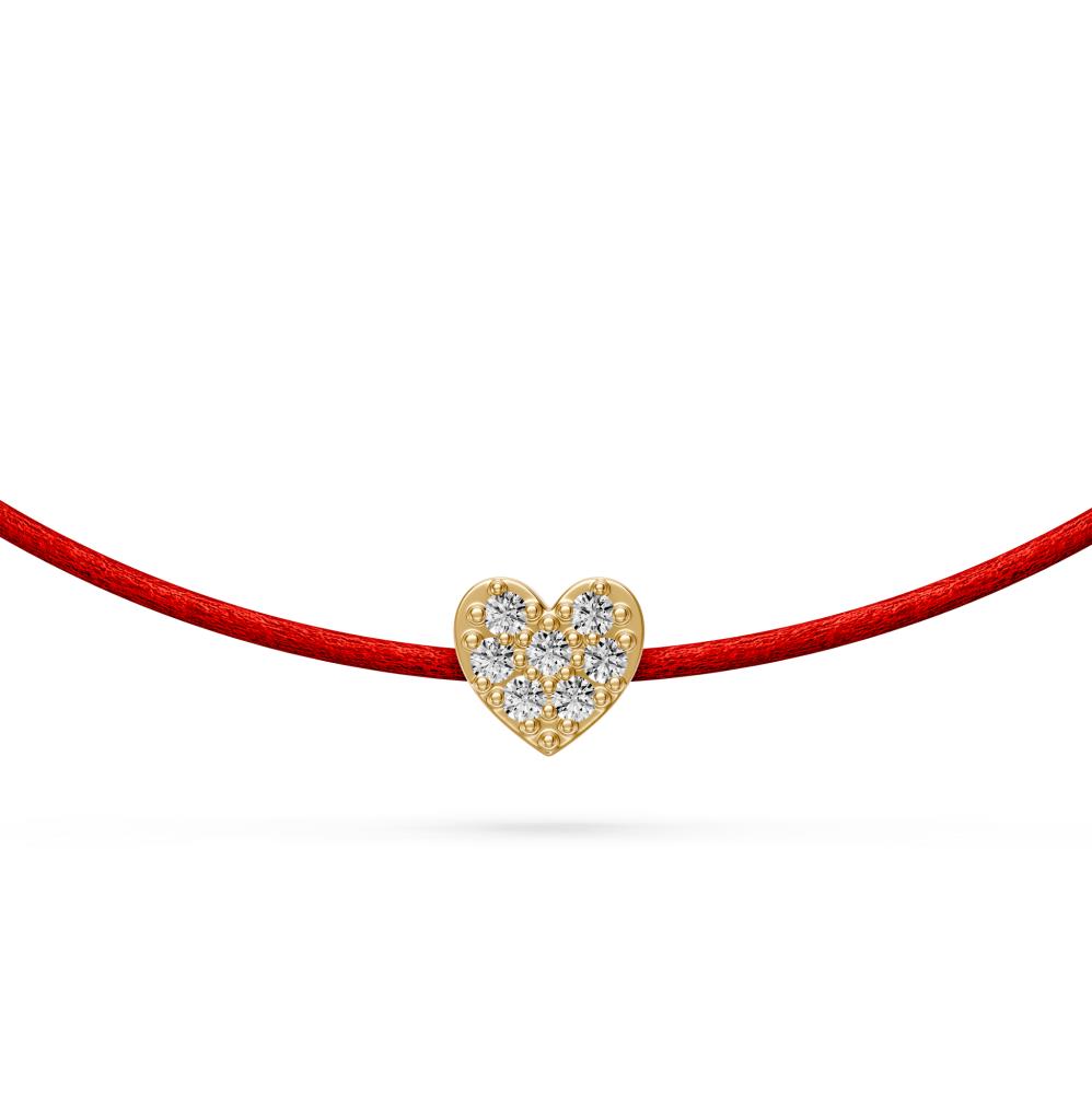 String Bracelet with Diamond in Yellow Gold "Heart" R29780825