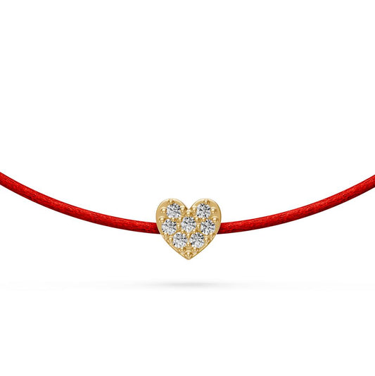 String Bracelet with Diamond in Yellow Gold "Heart" R29780825