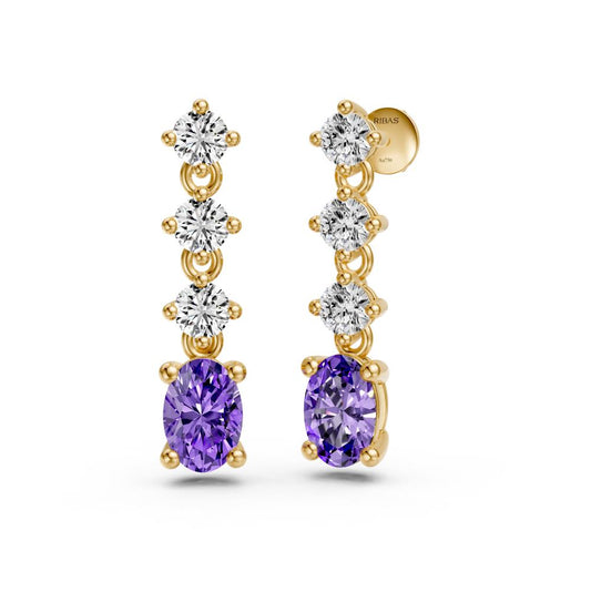Diamond Earrings with Tanzanite in Yellow Gold R37801224