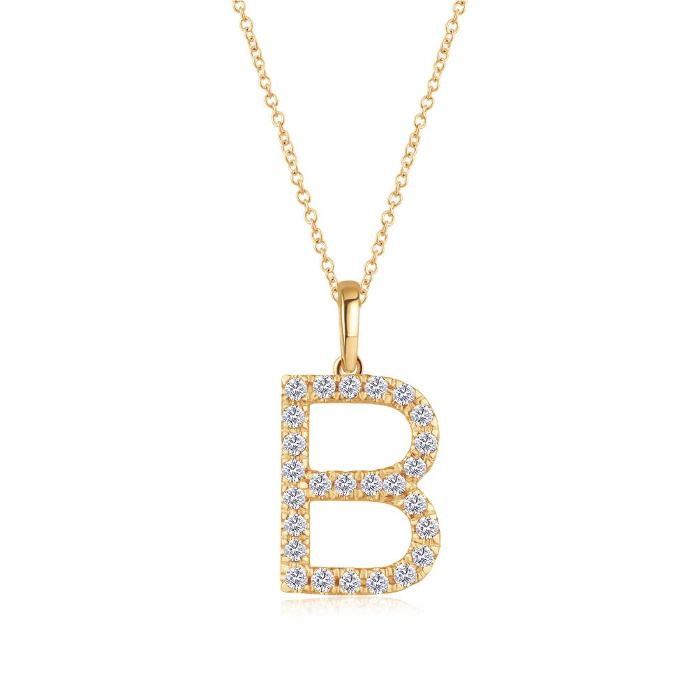 Diamond Letter B Pendant in Yellow Gold JFA10789