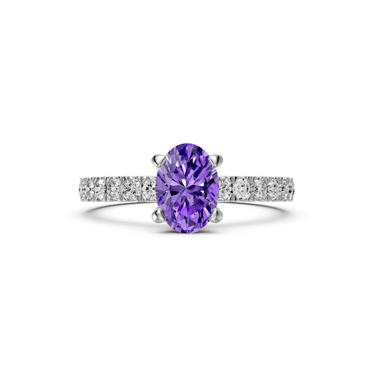 Diamond Ring with Tanzanite in White Gold R04490325