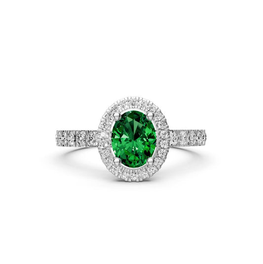 Diamond Ring with Tsavorite in White Gold R36131224