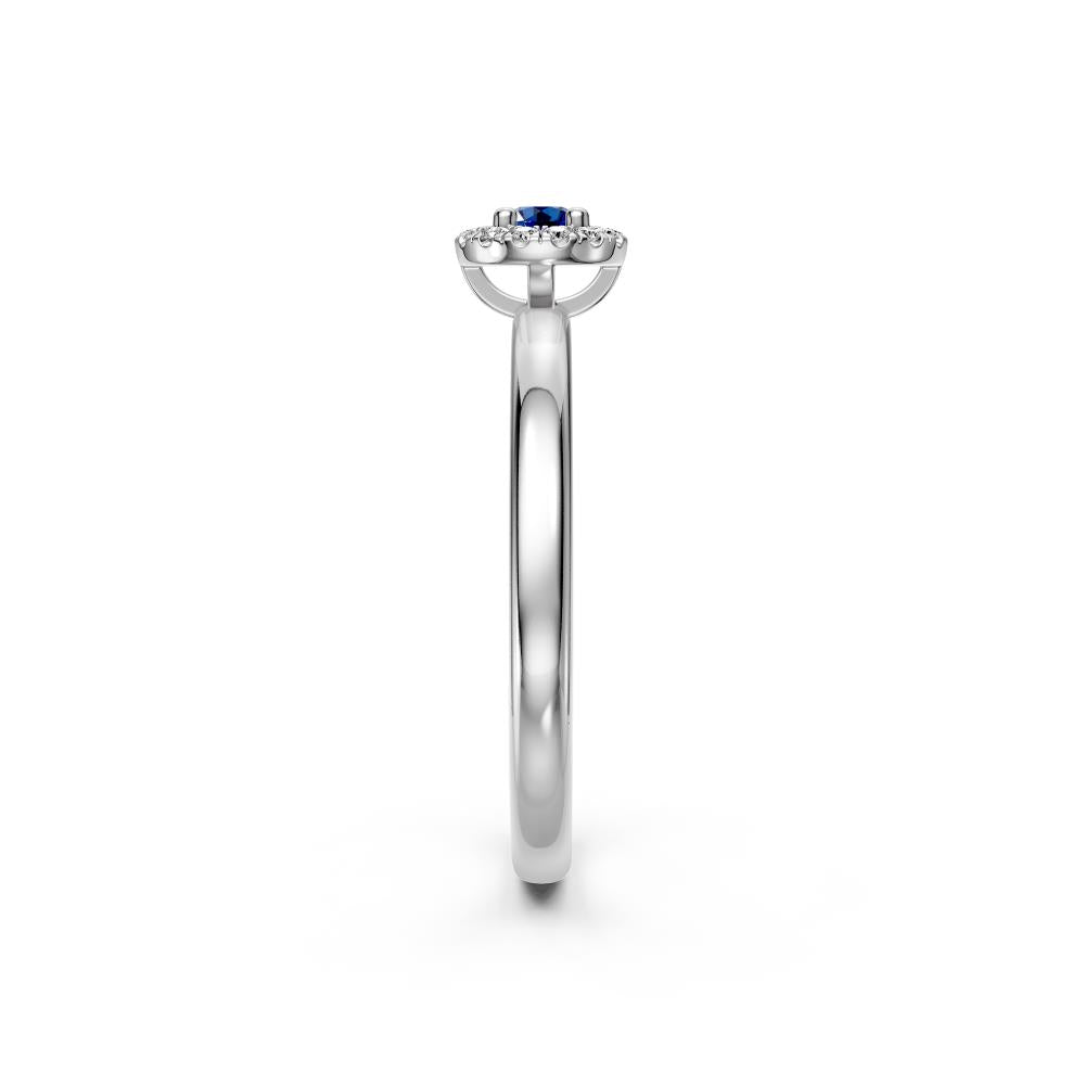 Sapphire Band Ring with Diamonds in White Gold R08410924