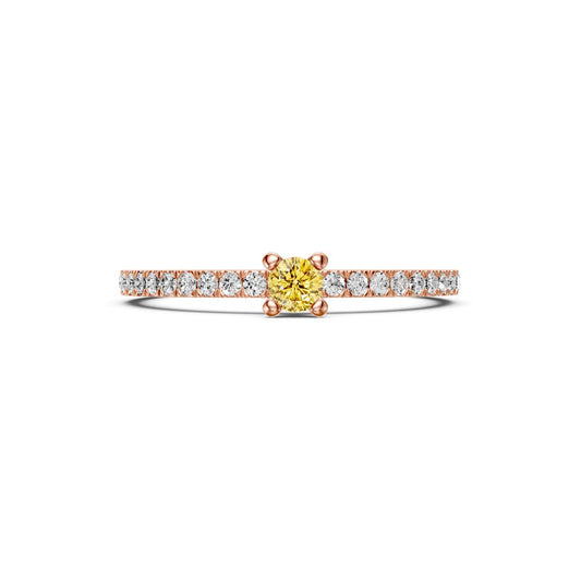 Diamond Ring with Yellow Sapphire in Rose Gold R03160325