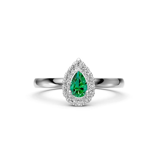 Diamond Ring with Tsavorites in White Gold R38981224