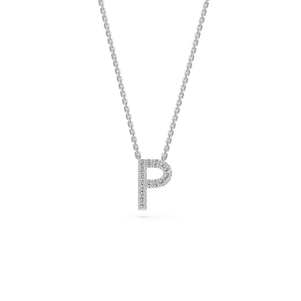 Diamond Letter P Pendant in White Gold R35211224