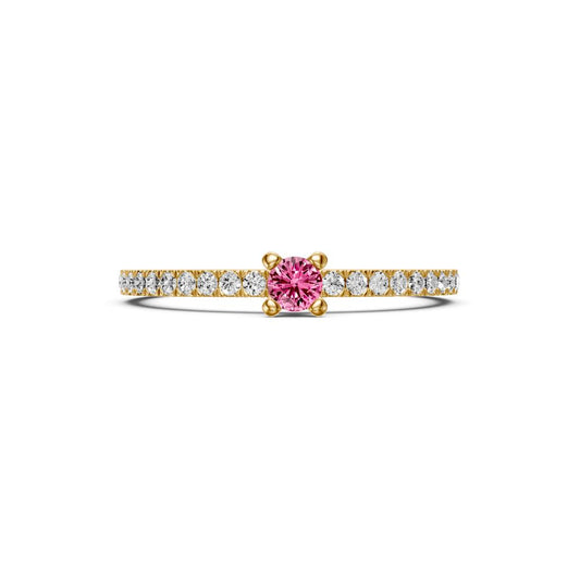 Diamond Ring with Pink Sapphire in Yellow Gold R01690325