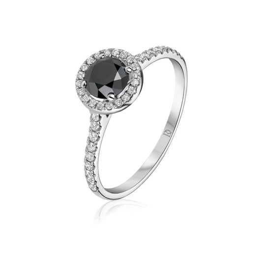 Black Diamond Ring in White Gold NA0591