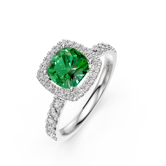 Diamond Ring with Tsavorites in White Gold R37381224