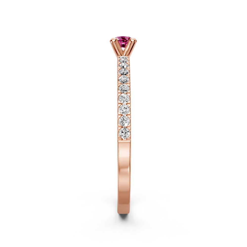Diamond Ring with Pink Sapphire in Rose Gold R01740325