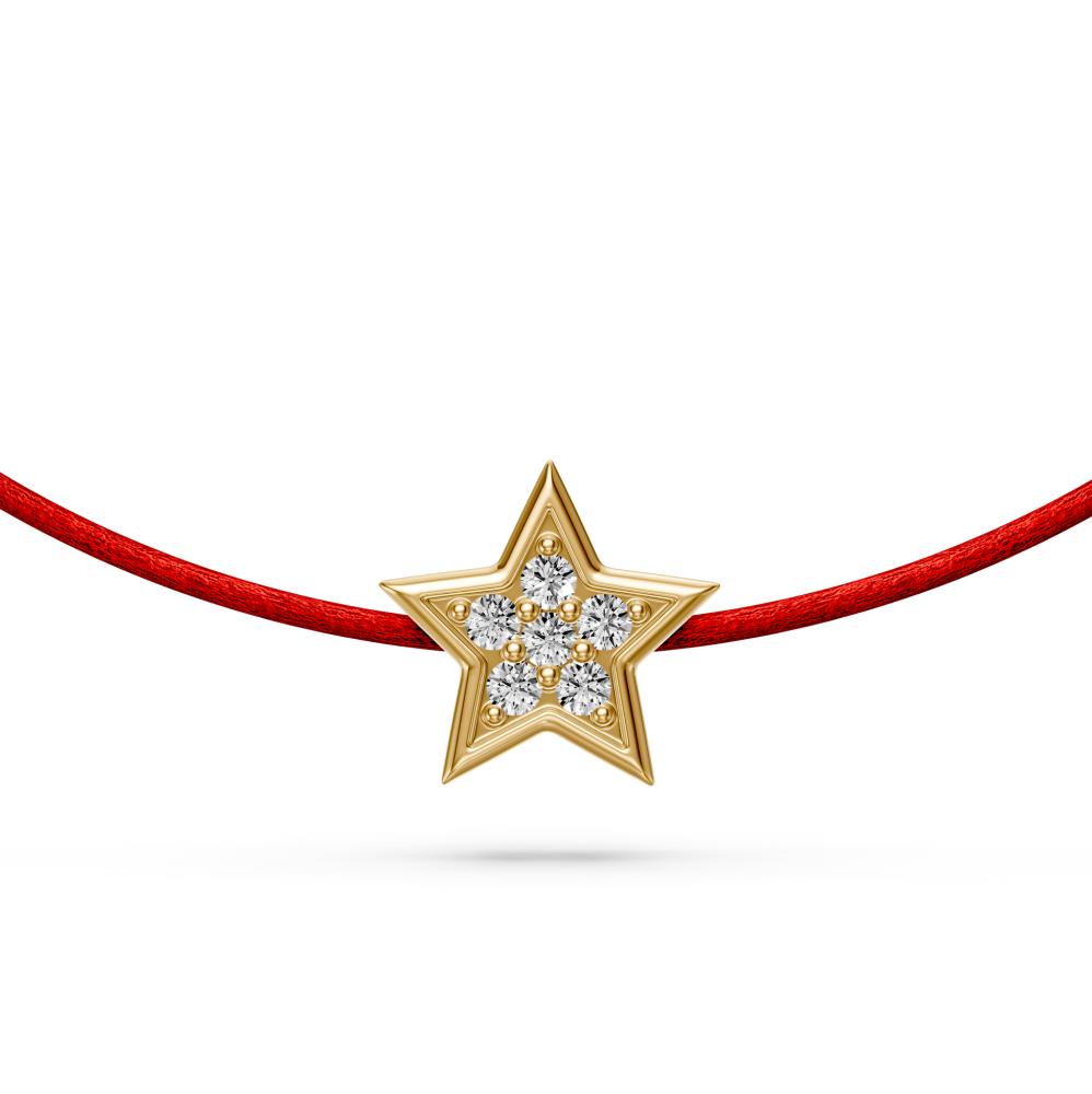 String Bracelet with Diamond in Yellow Gold "Star" JFA202006