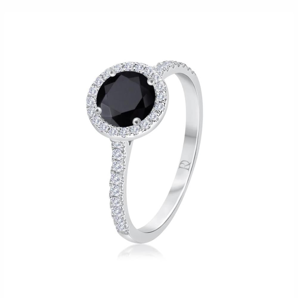 Black Diamond Ring in White Gold NA1259