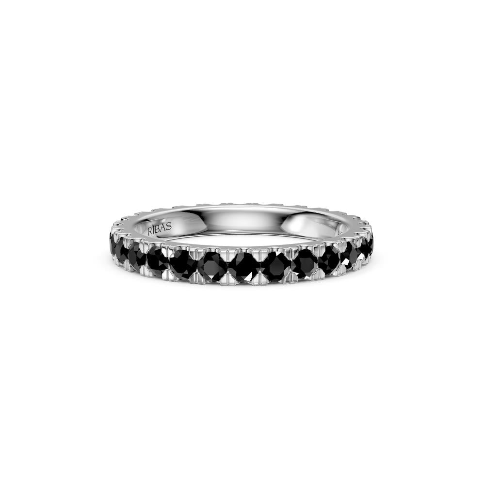 Black Diamond Band Ring in White Gold JFA19728