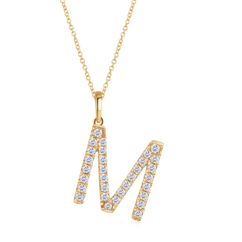 Diamond Letter M Pendant in Yellow Gold JFA9985