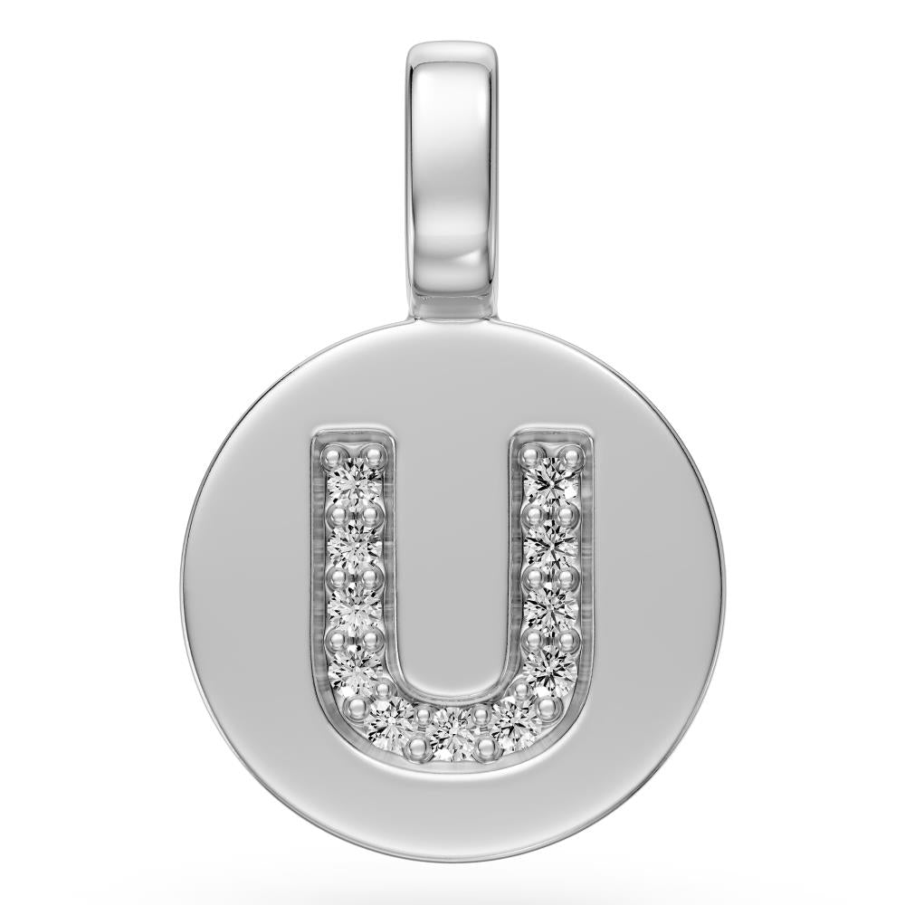 Diamond Letter U Pendant in White Gold JFA19794