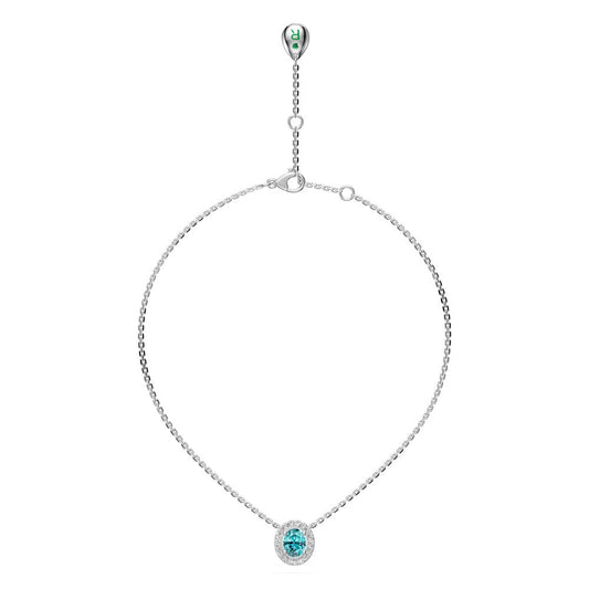 Paraiba and Diamond Halo Necklace R36361224