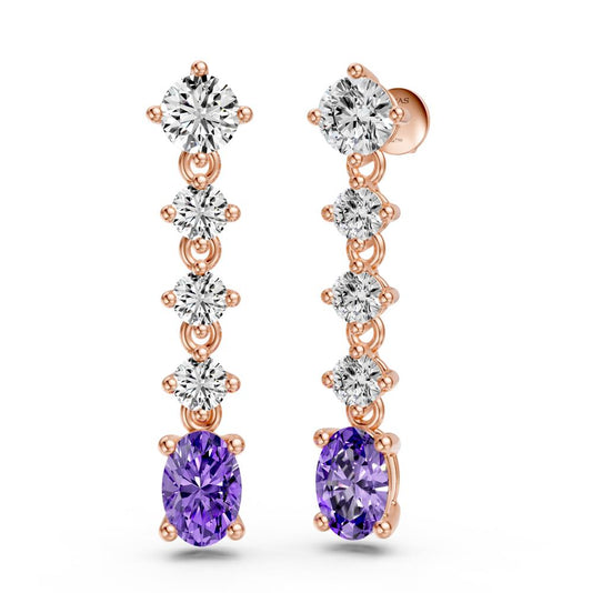 Diamond Earrings with Tanzanite in Rose Gold R37751224