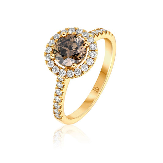Cognac Diamond Ring in Yellow Gold JFA6132