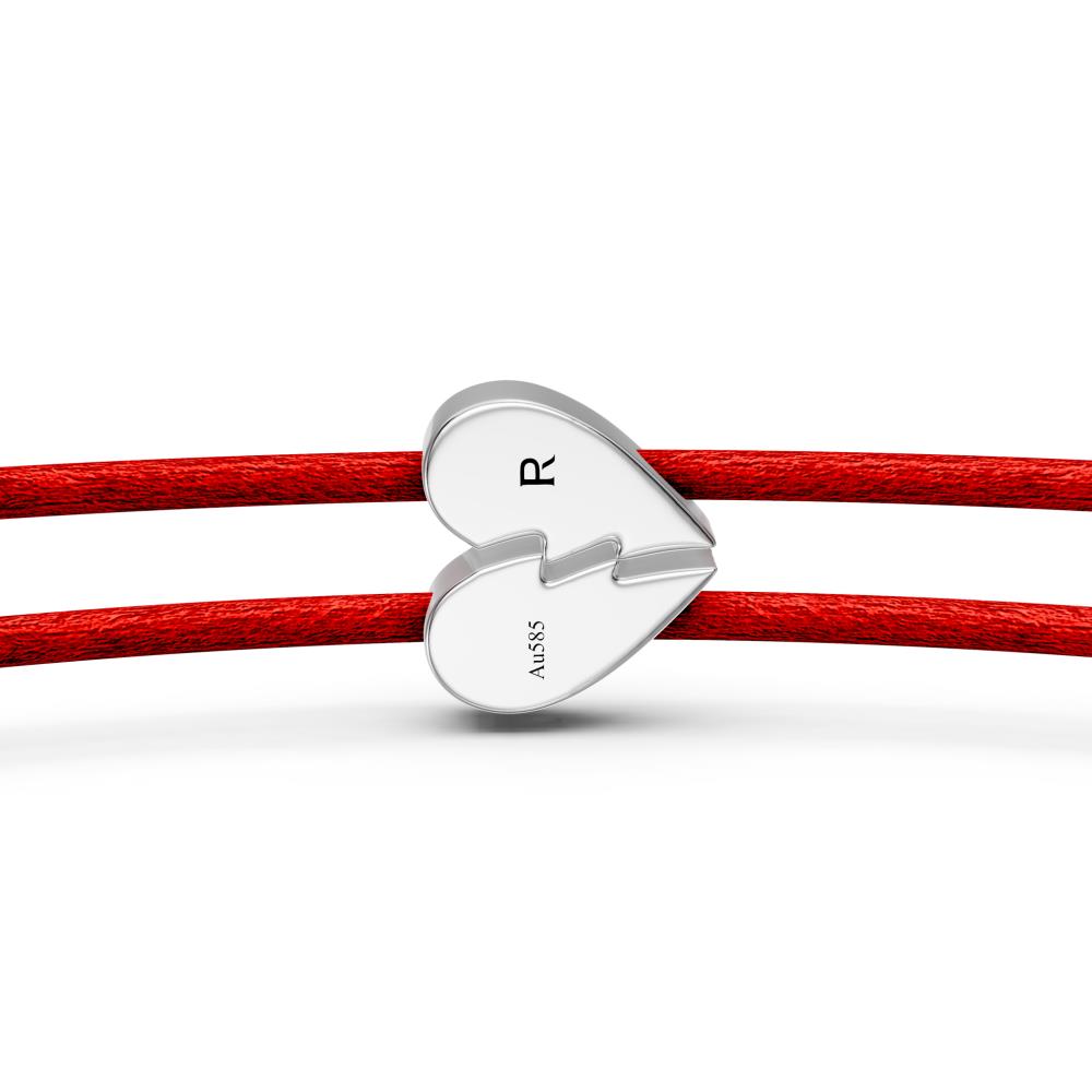 String Bracelet with Diamond in White Gold "Mini Half Heart" R07700924