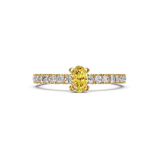 Sapphire Band Ring with Diamonds in Yellow Gold R03890325