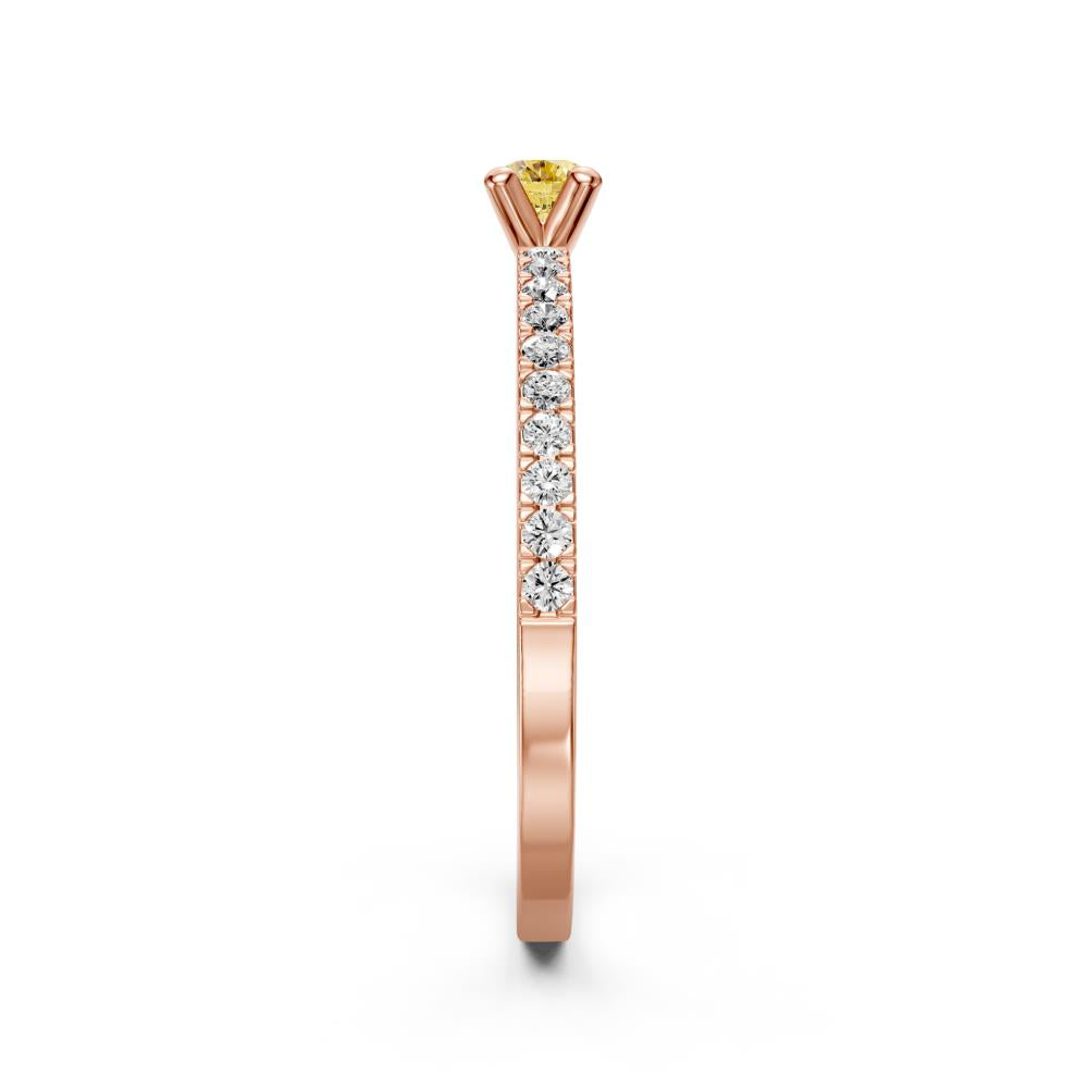 Diamond Ring with Yellow Sapphire in Rose Gold R03160325