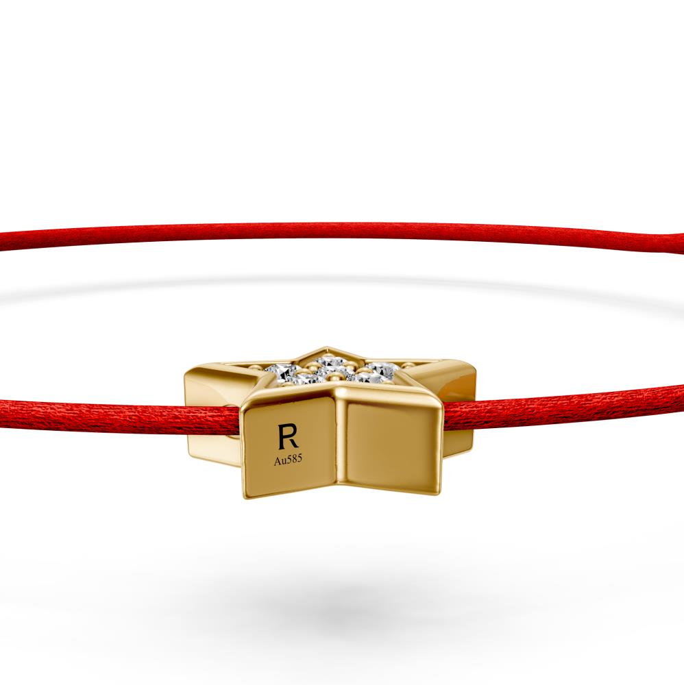 String Bracelet with Diamond in Yellow Gold "Star" JFA202006
