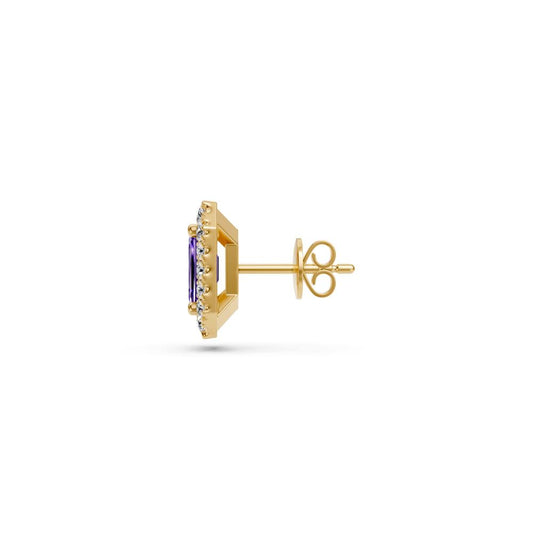 Diamond Earrings with Tanzanite in Yellow Gold R04070325